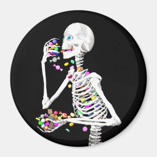 Íman Skeleton comendo balas de Halloween
