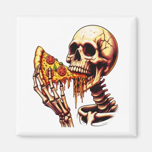Íman Skeleton Eating Pizza (Frente)