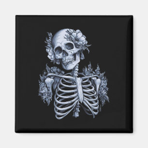 Íman Skeleton Floral Skull Halloween Occult Wome