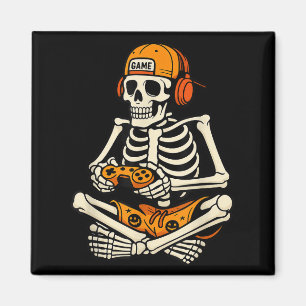 Íman Skeleton Gamer Headphone Dia de as Bruxas engraçad