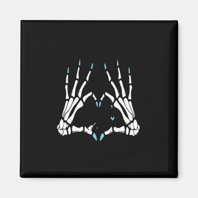 Íman Skeleton Halloween Clássico da Mão (Frente)