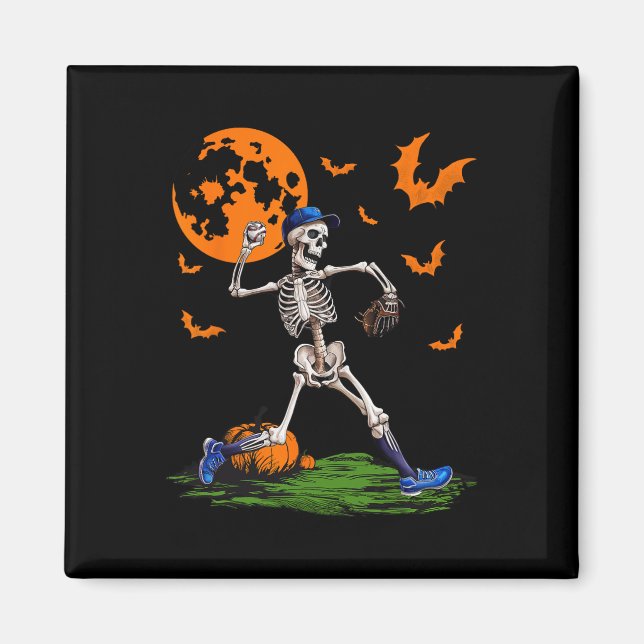 Íman Skeleton Halloween Men Boys Baseball Spooky (Frente)