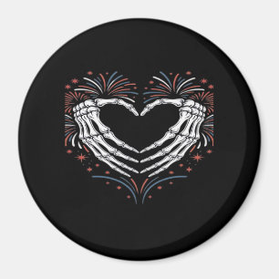 Íman Skeleton Hand Heart 4th Of Usa Patriotic American