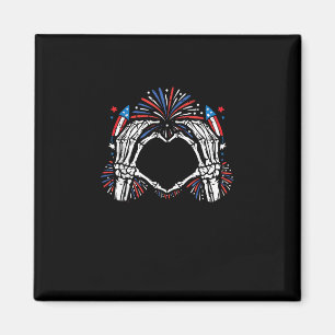 Íman Skeleton Hand Heart EUA Patriotic American