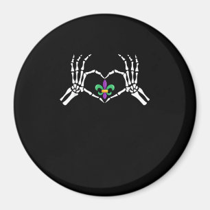 Íman Skeleton Hand Heart Mardi Gras