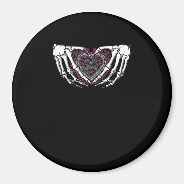 Íman Skeleton Hand Heart Muertos Dia Mexicano do Morto (Frente)