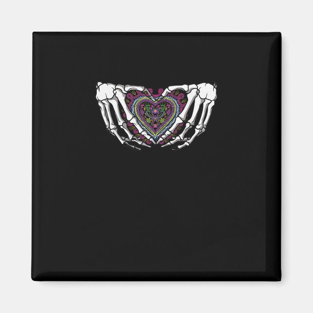 Íman Skeleton Hand Heart Muertos Dia Mexicano do Morto (Frente)