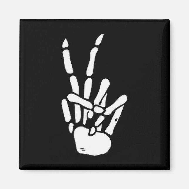 Íman Skeleton Hand Peace Sign Bone  (Frente)