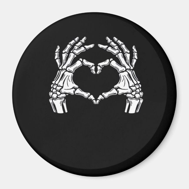 Íman Skeleton Heart Hands Sinal Halloween Figurume Vira (Frente)