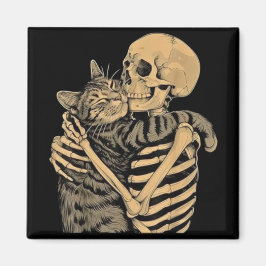 Íman Skeleton Hugging Cat – Cute Gothic Cat Lover Gift