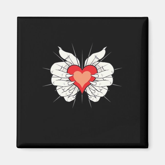 Íman Skeleton Mãos Cardíaco Clássico (Frente)