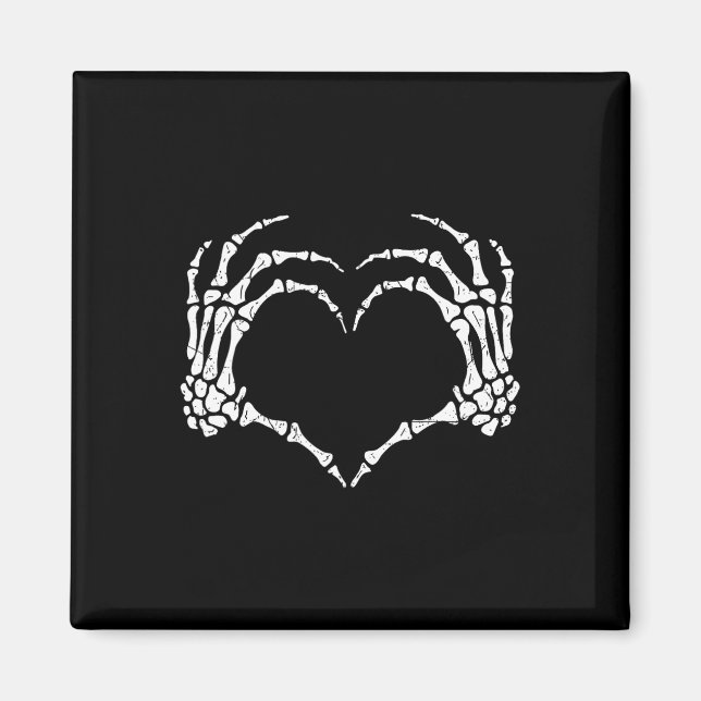 Íman Skeleton Mãos Cardíaco Sinal de Halloween Figurume (Frente)