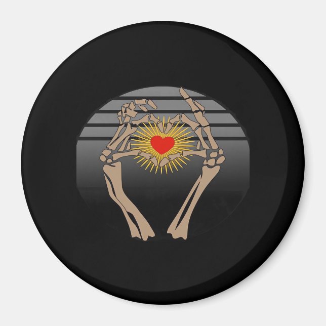 Íman Skeleton Mãos Fazer Um Cardíaco Clássico (Frente)