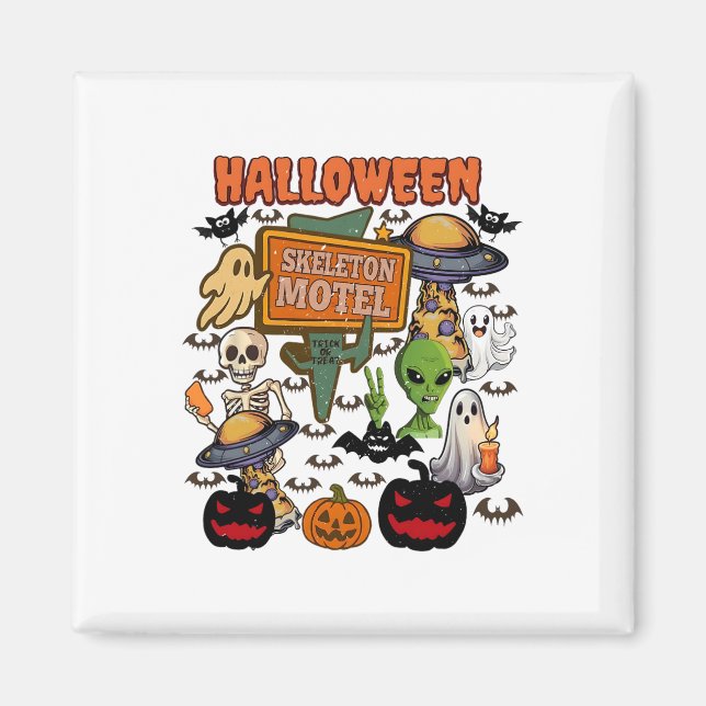 Íman Skeleton Motel Halloween Cute Ghost Hallowee (Frente)