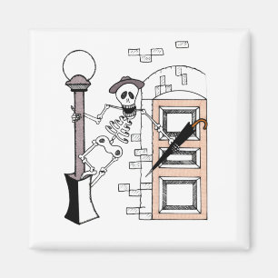 Íman Skeleton Movie Star Celebrity Singing com Umbrella