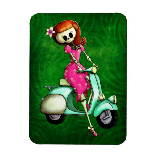 Íman Skeleton Pin Up Girl no Patinete