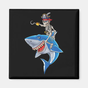 Íman Skeleton Pirate Riding Shark Cute Boys Halloween