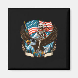 Íman Skeleton Riding Eagle Usa American 4 De Julho Pat