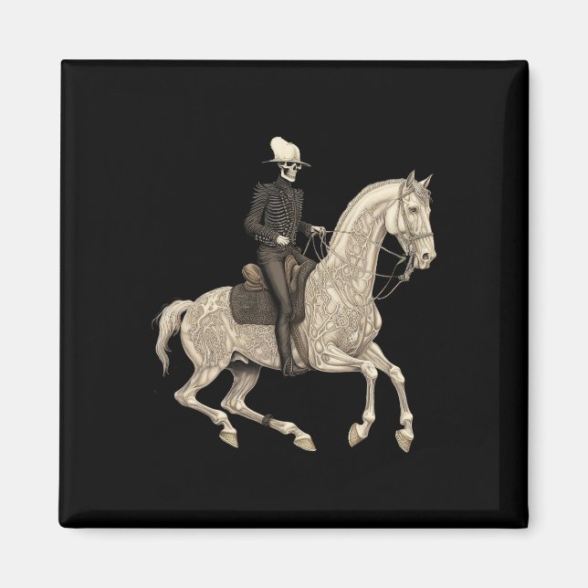 Íman Skeleton Riding Horse Hormona de Vaca Halloween (Frente)