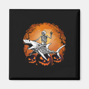 Íman Skeleton Riding Shark Lazy Halloween Costume Engra