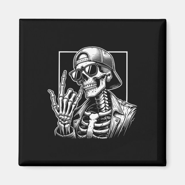 Íman Skeleton Rock Hand Halloween Figurume Rocker Legal (Frente)