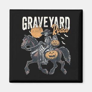 Íman Skeleton Rodeo Pumpkin Halloween, cowboy Ocidental