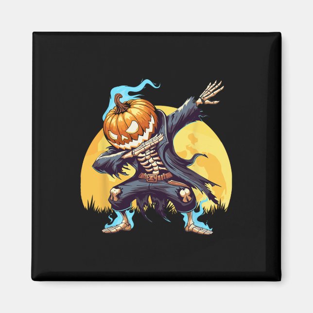 Íman Skeleton Sensível à Dança de Abóbora-Cabeça Boinas (Frente)