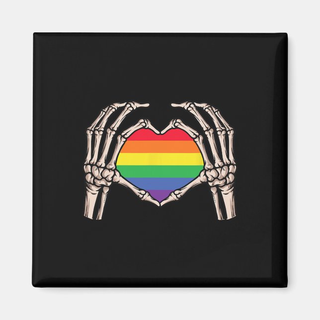 Íman Skeleton Sinal de Coração Mão Retro Halloween Chuv (Frente)