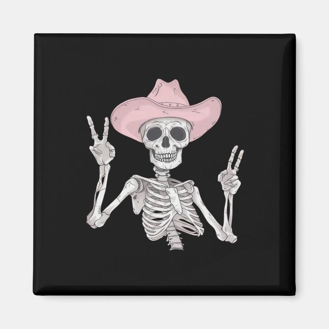 Íman Skeleton Sinal de Paz Cowboy Hat Western Mexicano  (Frente)