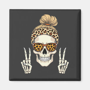 Íman Skeleton Skull Leopard Halloween Mãe