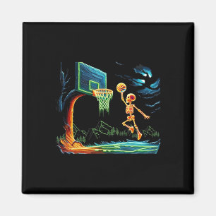 Íman Skeleton Slam Dunk Hoop Bysketbyll Halloween Men B