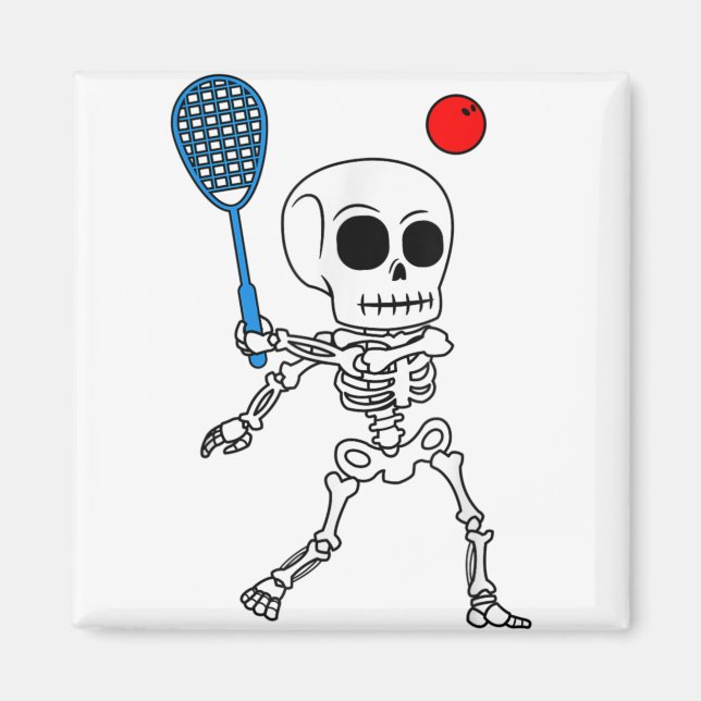 Íman Skeleton Squash Game Halloween Rackplayer Fácil (Frente)