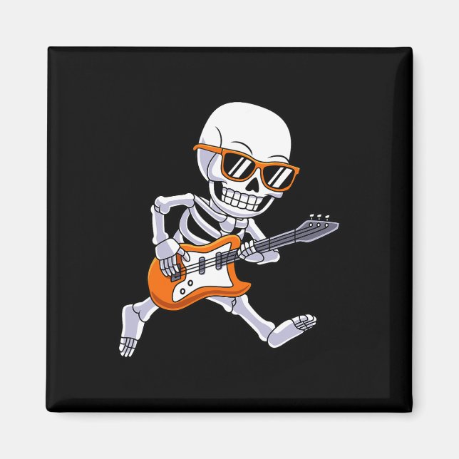 Íman Skeleton Tocando Guitarra Rock E Roll Boys Criança (Frente)
