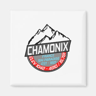 Íman Ski Chamonix T Shirt Mont Blanc France Para