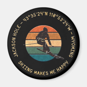 Íman Ski Jackson Hole, Wyoming - Homem Skier A Preto