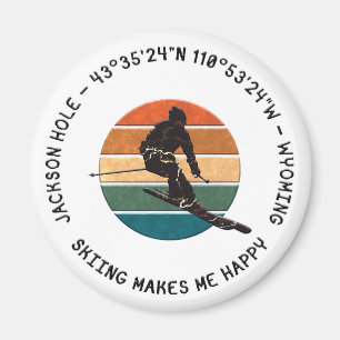 Íman Ski Jackson Hole, Wyoming - Man Skier, Black Text