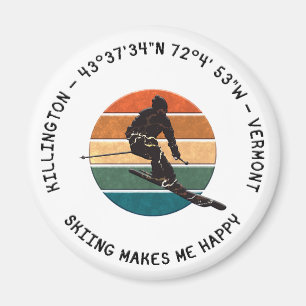 Íman Ski Killington, Vermont - Man Skier, Black Text