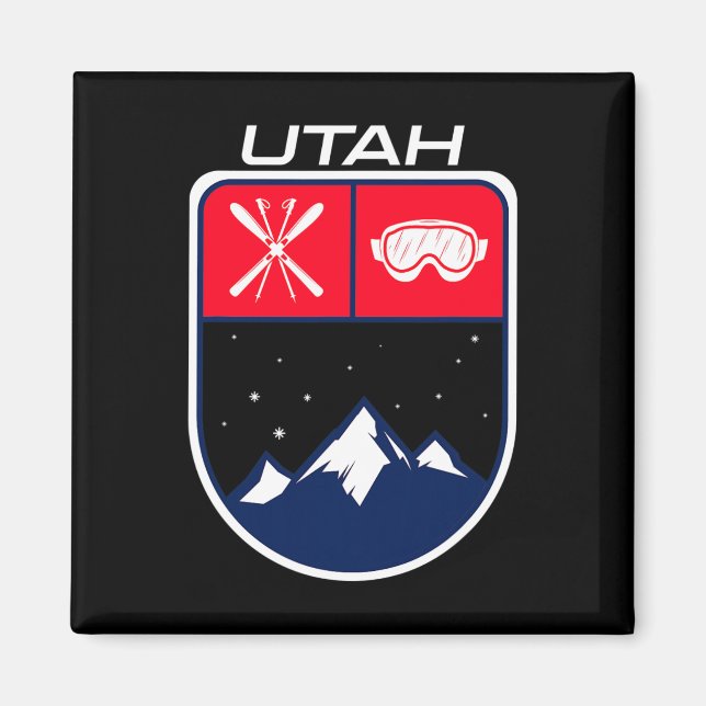 Íman Ski Utah Mountain Skiing Trail Skier Goggle Pole J (Frente)