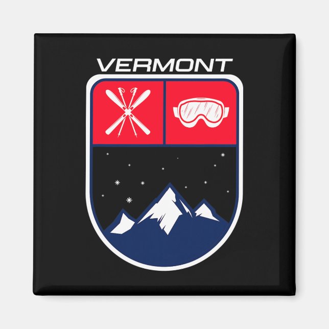 Íman Ski Vermont Mountain Skiing Skier Goggle Pol (Frente)