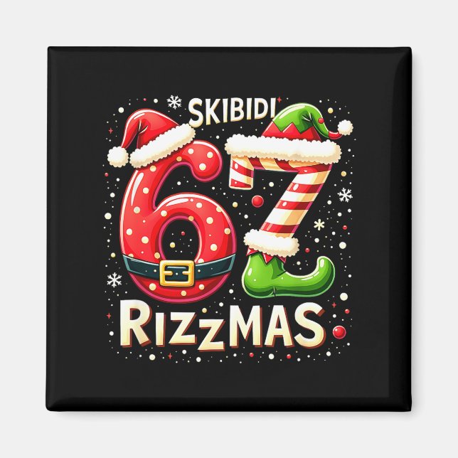Íman Skibidi 67 Rizzmas Christmas Meme Funny Elf Santa  (Frente)