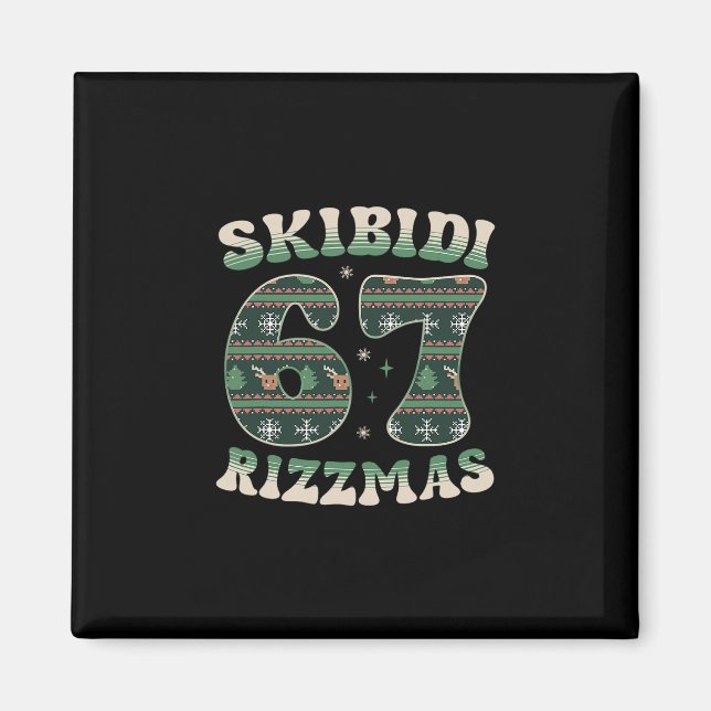 Íman Skibidi Rizzmas 67 Seis Sete Meme Natal Feio F (Frente)