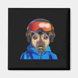 Íman Skier Manchester Terrier Snowboard Dog
