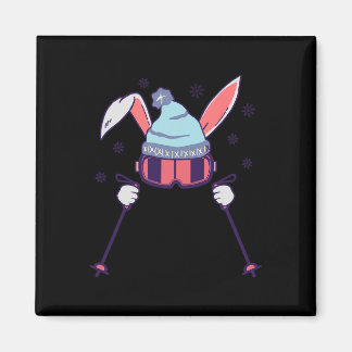Íman Skiing Rabbit With Goggles And Ski Beanie Winter S
