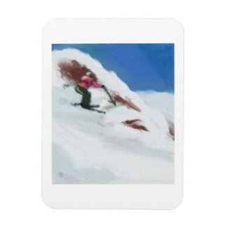 Íman Skiing Snow Mountain Art
