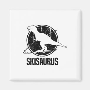 Íman Skisaurus Esquiando Dino Esqui Dinossauro Esquiand