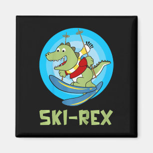 Íman Skiting Kids Ski-rex Engraçado Dino Toddler Engraç
