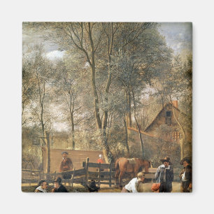 Íman Skittle Players fora de uma Inn, c.1660-63