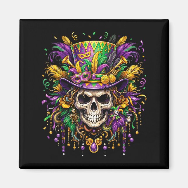 Íman Skull Mardi Gras Men Women Kids Carnival New Orlea (Frente)