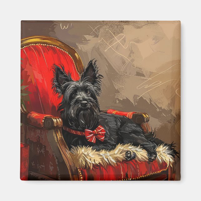Íman Skye Terrier Cachorro Natal Festivo (Frente)