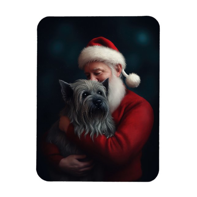 Íman Skye Terrier com Papai Noel Natal Festivo (Vertical)